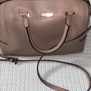 Like new Kate Spade leather satchel in dark rose gold and tan color
